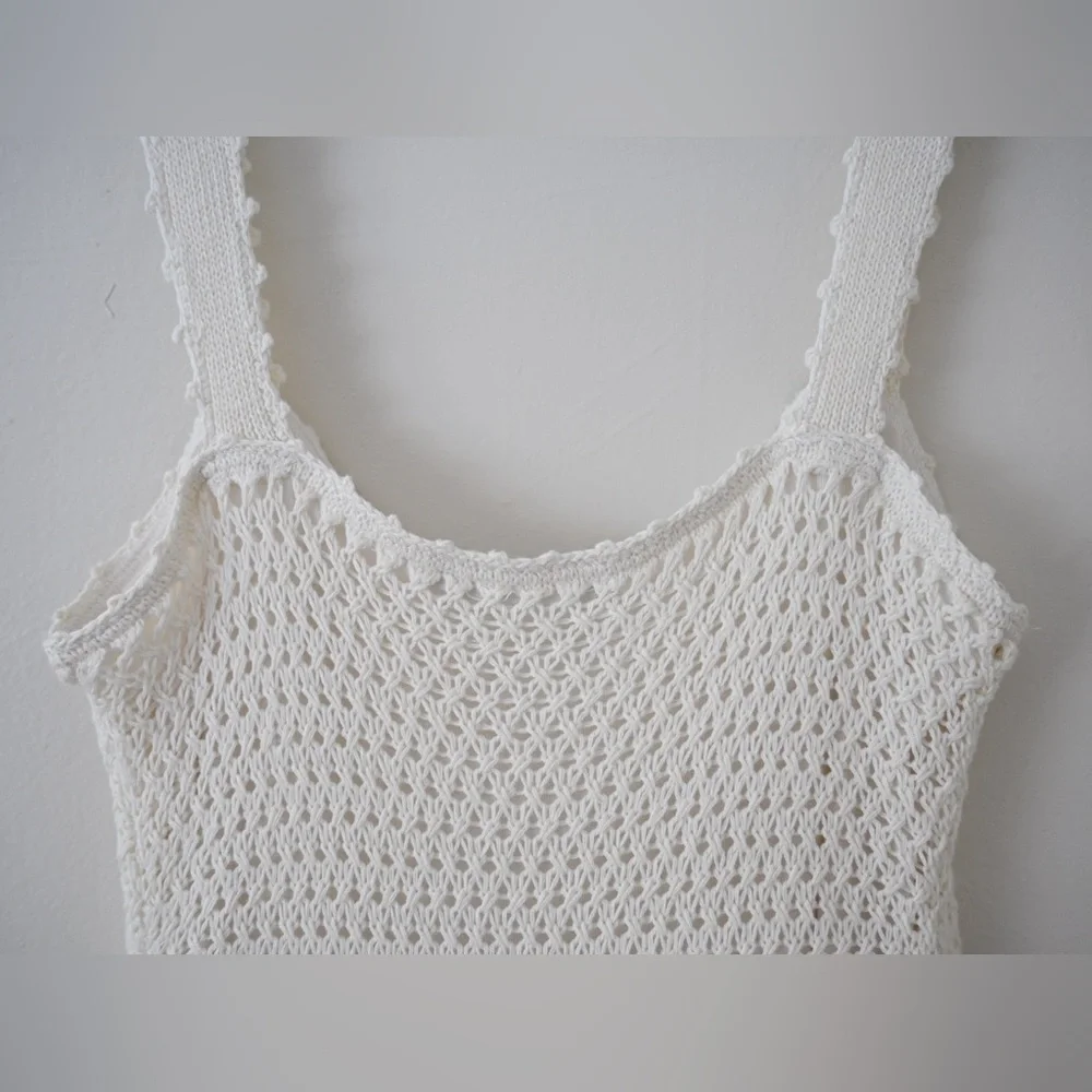 Abercrombie & Fitch Cream Crochet Knit Dress Boho Midi Size M (Tall) Fairy - Picture 6 of 15